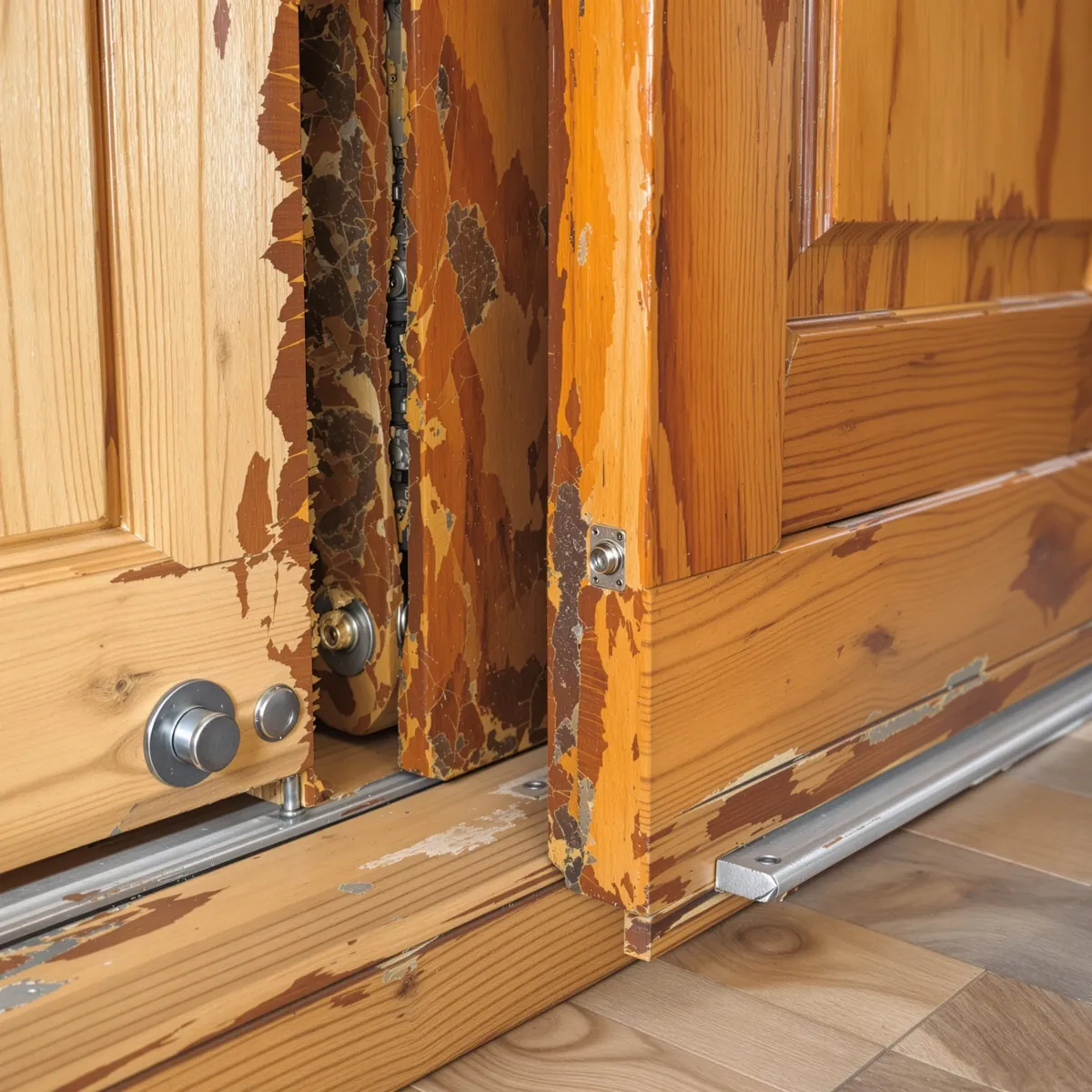 Baie coulissante encrassée par la résine de pin avant intervention à Mougins